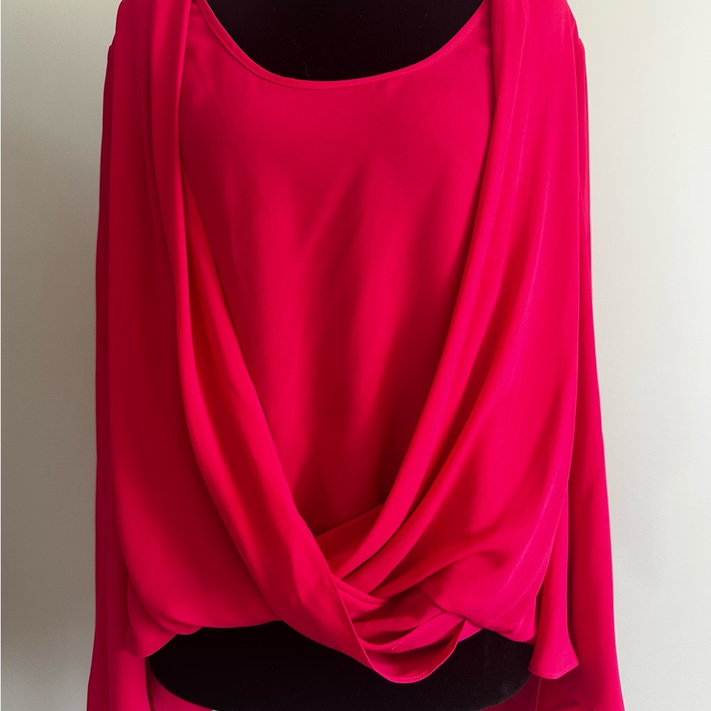 BCBGMaxAzria Vibrant Pink Drape Blouse
